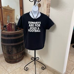 Black Graphic Women's Tee - Sundays Are For Jesus & Football